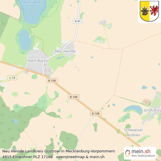 Neu Heinde Landkreis Güstrow Lageplan © Openstreetmap Contributors Neu Heinde Lageplan